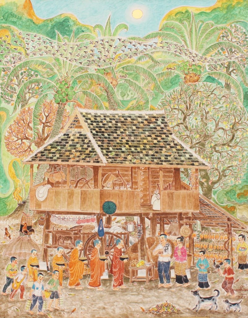 Offering food to monk